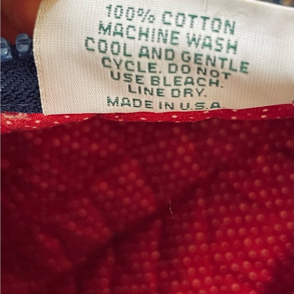 90s Vintage Vera Bradley Mini Duffel in Indiana Pattern Royal Blue Pocket Sides - Picture 12 of 17